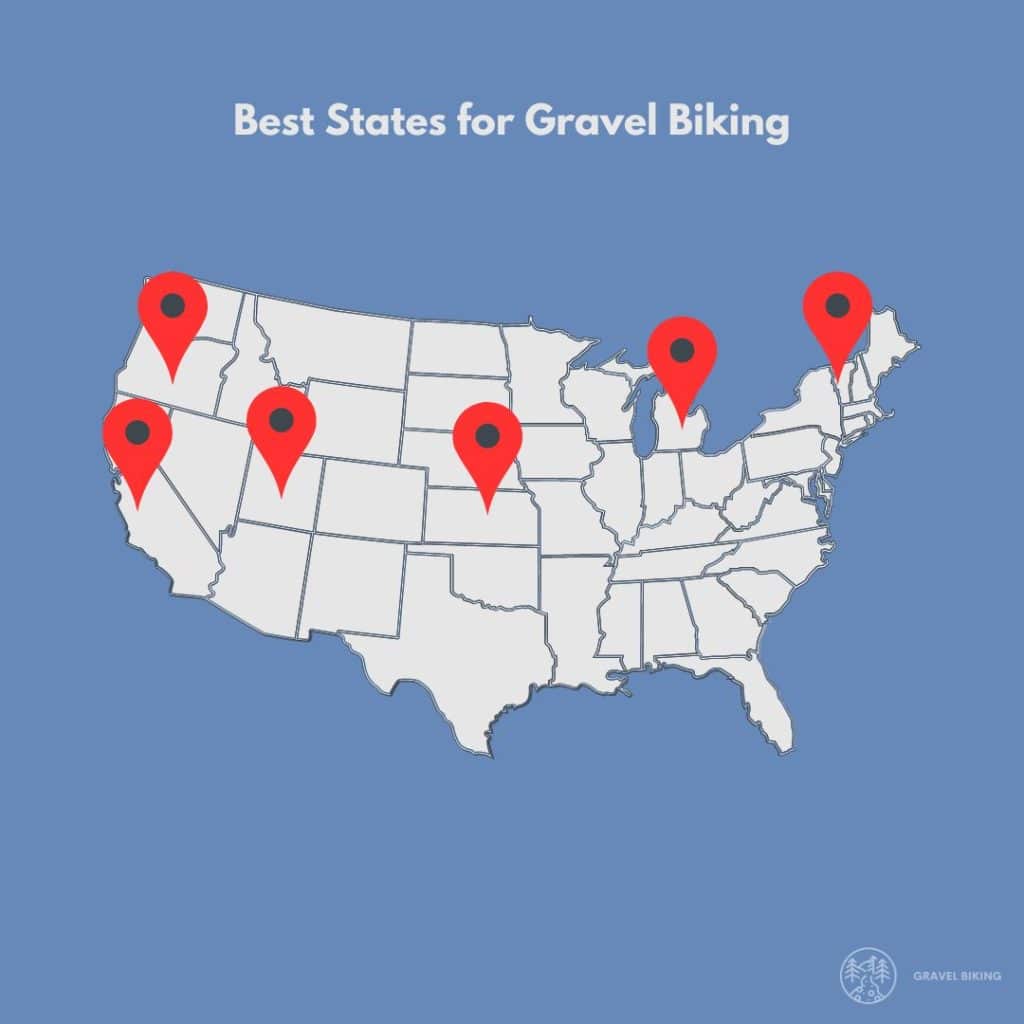 best states for gravel biking map